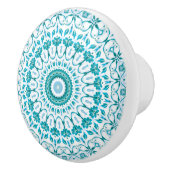 Turquoise Blue Floral Mandala セラミックノブ (右)