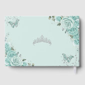 Turquoise Blue Floral Silver Quinceanera 16 Photo ゲストブック (裏面)