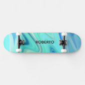 Turquoise & Blue Flowing Stripes Skate Deck  スケートボード (横)
