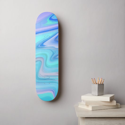 Turquoise & Blue Flowing Stripes Skate Deck  スケートボード (ウォールアート)