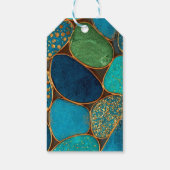 Turquoise Blue Gold Pebble  Luxury Teal Stone Mosa ギフトタグ (裏面)