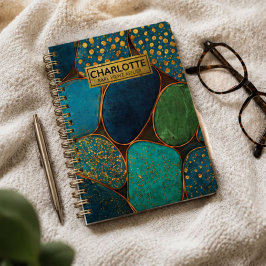 Turquoise Blue Gold Pebble Luxury Teal Stone Mosa プランナー手帳