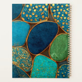 Turquoise Blue Gold Pebble Luxury Teal Stone Mosa プランナー手帳 (裏面)