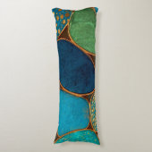 Turquoise Blue Gold Pebble Luxury Teal Stone Mosa ボディピロー (正面縦)