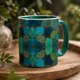 Turquoise Blue Gold Pebble Luxury Teal Stone Mosa マグカップ