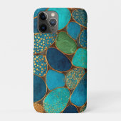 Turquoise Blue Gold Pebble Luxury Teal Stone Mosa Case-Mate iPhoneケース (裏)