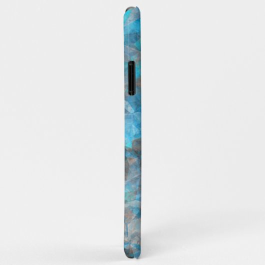 Turquoise Blue Gray Polygon Mosaic Art Pattern Case-Mate iPhoneケース (裏面/右)