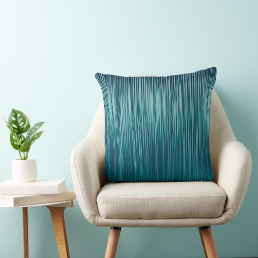 Turquoise Blue Green Graphic Pleat Stripe Pattern クッション (椅子)