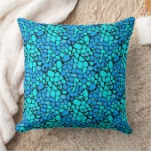Turquoise blue mosaic tile abstract pattern クッション (ブランケット)