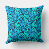 Turquoise blue mosaic tile abstract pattern クッション (裏面)