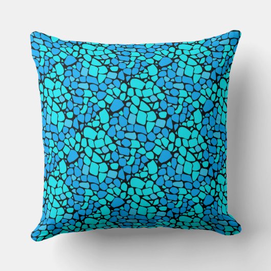 Turquoise blue mosaic tile abstract pattern クッション (裏面)