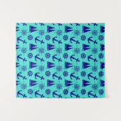 Turquoise Blue Nautical Coastal Boating タペストリー (正面(横))