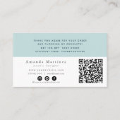 Turquoise Blue Ocean Sandy Beach Thank You QR 名刺 (裏面)