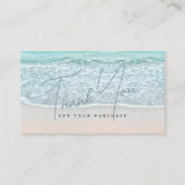 Turquoise Blue Ocean Sandy Beach Thank You QR 名刺 (正面)