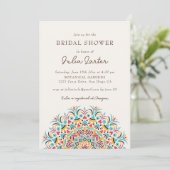 Turquoise Blue Orange Abstract Mandala Wedding 招待状 (スタンド正面)