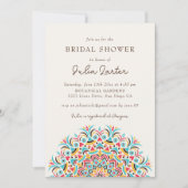 Turquoise Blue Pink Abstract Mandala Bridal Shower 招待状 (正面)