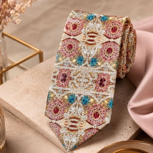 turquoise blue silver gold burgundy pink bohemian ネクタイ