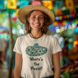 Turquoise Blue Sombero Custom Slogan Graphic Tシャツ