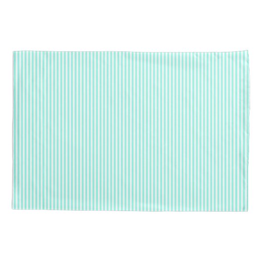 Turquoise Blue Stripes Coastal 枕カバー (裏面)