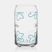 Turquoise blue wedding couple name date flstylish  ガラス缶 (左)