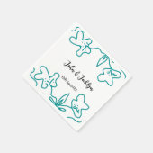 Turquoise blue wedding couple name date flstylish  スタンダードカクテルナプキン (角)