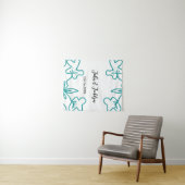Turquoise blue wedding couple name date flstylish  タペストリー (インサイチュ(横))