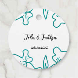 Turquoise blue wedding couple name date flstylish  フェイバータグ