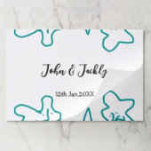 Turquoise blue wedding couple name date flstylish  ペーパーパッド (折り畳み)