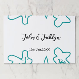 Turquoise blue wedding couple name date flstylish  ペーパーパッド