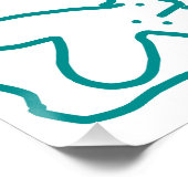 Turquoise blue wedding couple name date flstylish  ポスター (コーナー)