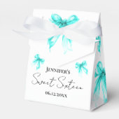 Turquoise Bow Coquette Script Sweet 16 Thank You  フェイバーボックス (正面サイド)