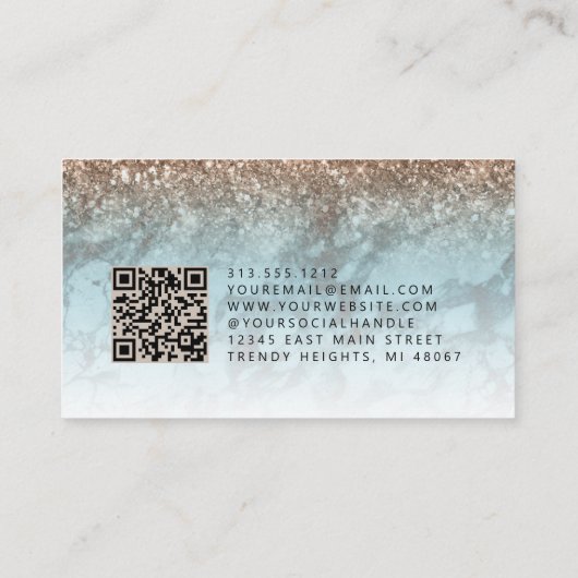 Turquoise Bronze Marble Eyes QR Code Microblading 名刺 (裏面)