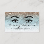 Turquoise Bronze Marble Eyes QR Code Microblading 名刺 (正面)