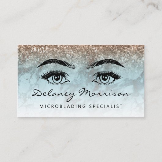 Turquoise Bronze Marble Eyes QR Code Microblading 名刺 (正面)