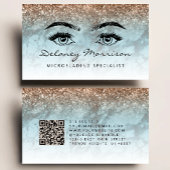 Turquoise Bronze Marble Eyes QR Code Microblading 名刺