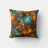 Turquoise Brown Abstract Fractal Pattern クッション (正面)