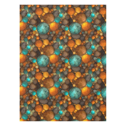 Turquoise Brown Abstract Fractal Pattern テーブルクロス (正面)