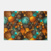 Turquoise Brown Abstract Fractal Pattern ドアマット (正面)