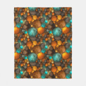 Turquoise Brown Abstract Fractal Pattern フリースブランケット (正面)