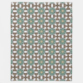 Turquoise, brown and white geometric mandala  フリースブランケット (正面)