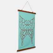 Turquoise Butterfly Art Tapestry  吊り下げ型タペストリー (傾斜あり)