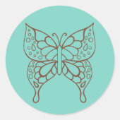 Turquoise Butterfly Stickers  ラウンドシール (正面)