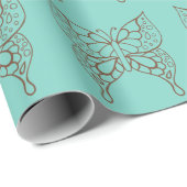 Turquoise Butterfly Wrapping Paper  ラッピングペーパー (ロールコーナー)