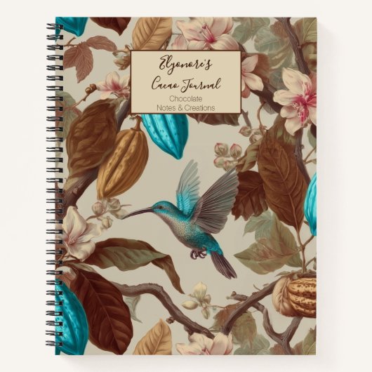 Turquoise Cacao Hummingbird Journal ノートブック (正面)