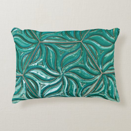 Turquoise ceramic tile wall textureabstract,archit アクセントクッション (正面)