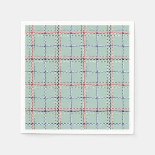 Turquoise checkered classic pattern. スタンダードカクテルナプキン (正面)