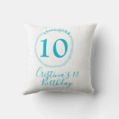 Turquoise circle. Round glitter 10th birthday bold クッション (裏面)