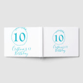 Turquoise circle. Round glitter 10th birthday bold ゲストブック (全面)