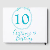 Turquoise circle. Round glitter 10th birthday bold ゲストブック (裏面)