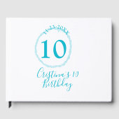 Turquoise circle. Round glitter 10th birthday bold ゲストブック (正面)